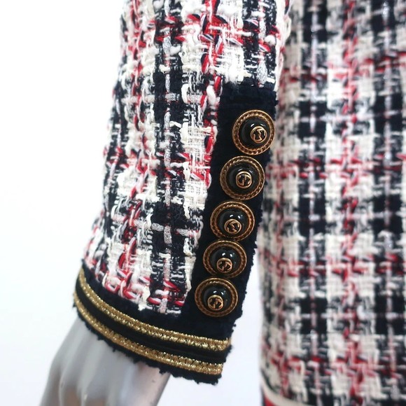 Gucci Sega Logo Tweed Blazer White/Navy Size 38 Single Breasted Jacket - Picture 7 of 12